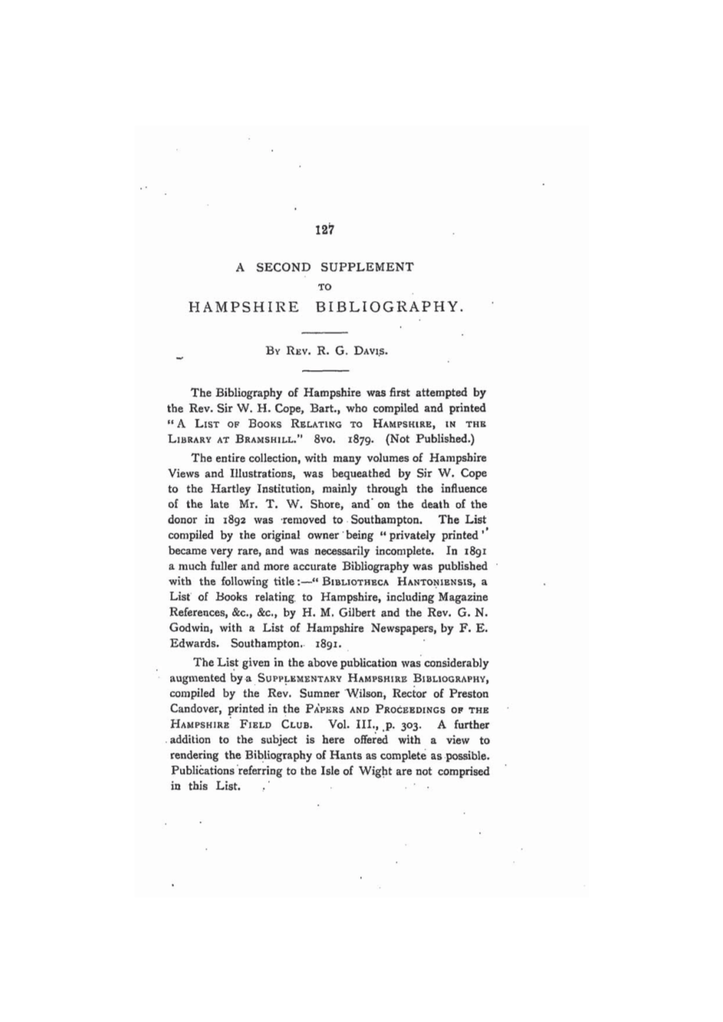 Hampshire Bibliography