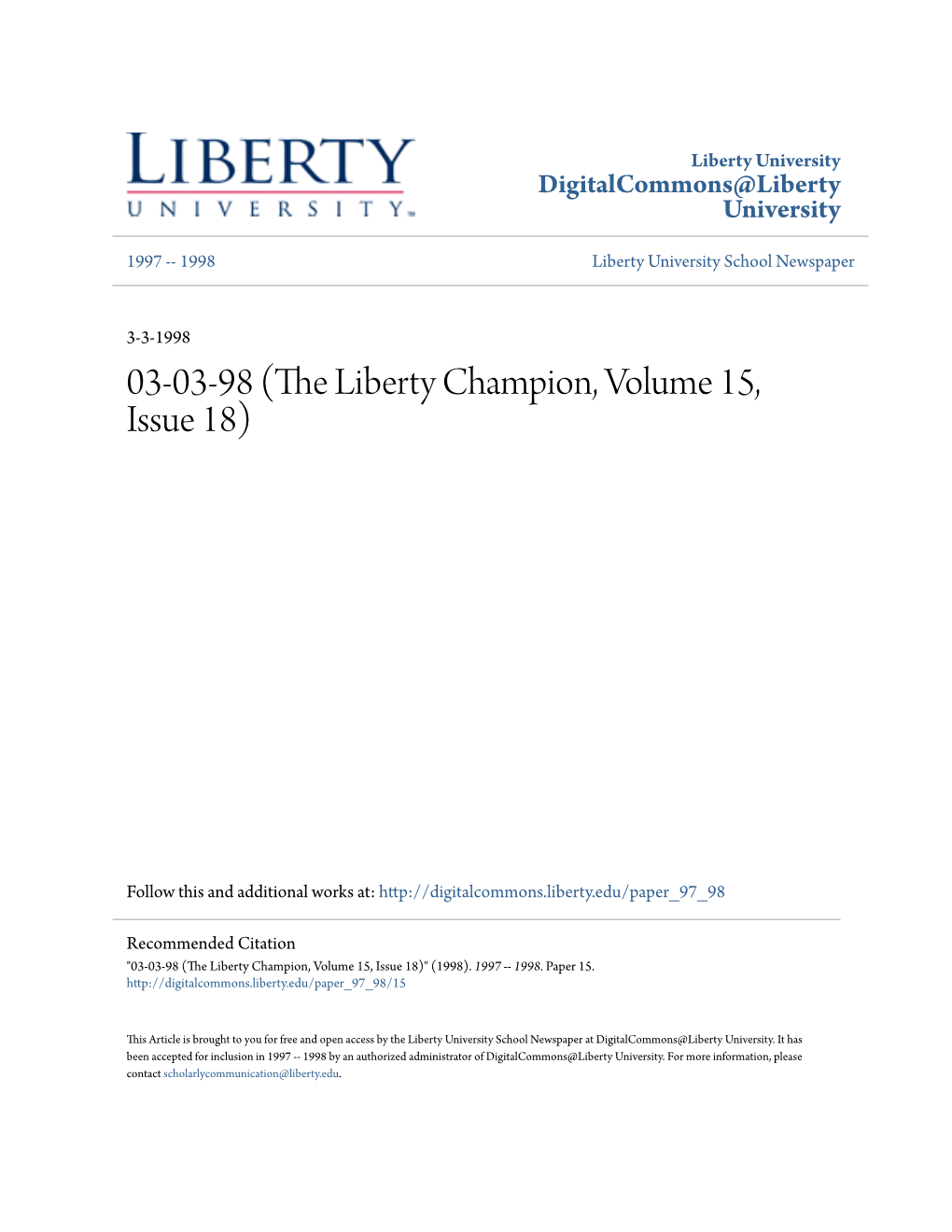 The Liberty Champion, Volume 15, Issue 18)