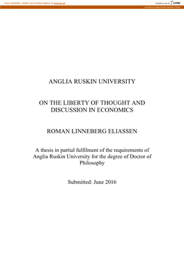 Anglia Ruskin University on the Liberty of Thought And