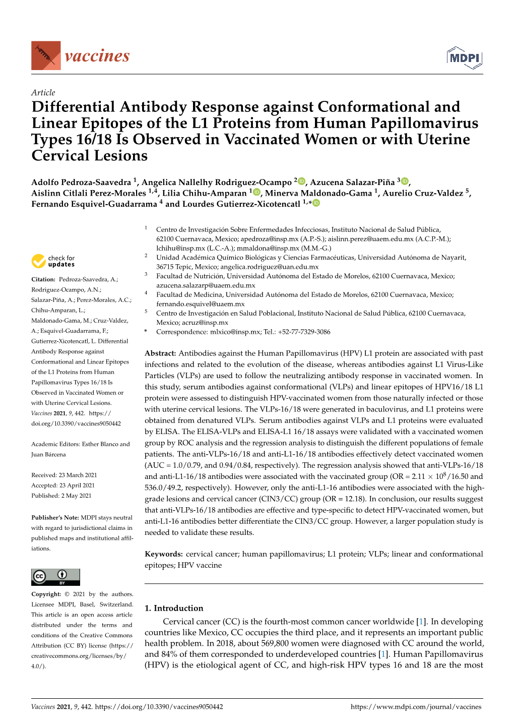 Differential Antibody Response Against Conformational and Linear Epitopes of the L1 Proteins from Human Papillomavirus Types 16