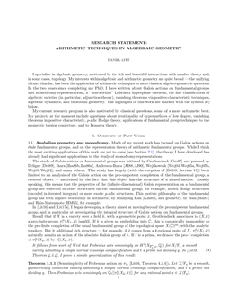 Research Statement: Arithmetic Techniques in Algebraic Geometry