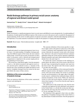Nodal Drainage Pathways in Primary Rectal Cancer: Anatomy of Regional and Distant Nodal Spread