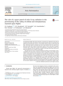 The Role of a Space Patrol of Solar X-Ray Radiation in the Provisioning of the Safety of Orbital and Interplanetary Manned Space Flights