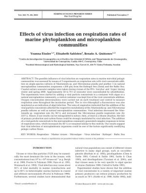 Effects of Virus Infection on Respiration Rates of Marine Phytoplankton and Microplankton Communities