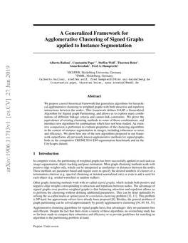 A Generalized Framework for Agglomerative Clustering of Signed Graphs Applied to Instance Segmentation