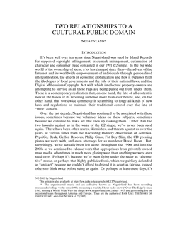 Two Relationships to a Cultural Public Domain