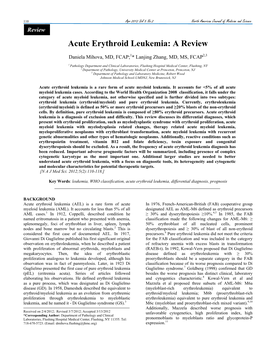 Acute Erythroid Leukemia: a Review