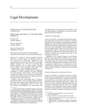 Legal Developments
