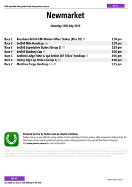 Newmarket Printable Form Guide