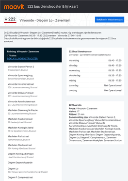 222 Bus Dienstrooster & Lijnroutekaart