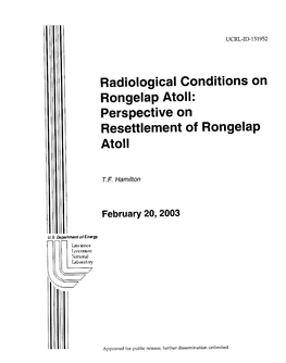 Perspective on Resettlement of Rongelap Atoll