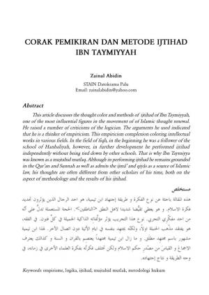 Corak Pemikiran Dan Metode Ijtihad Ibn Taymiyyah
