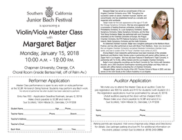 Margaret Batjer Has Served As Concertmaster of the Los Southern California Angeles Chamber Orchestra Since 1998