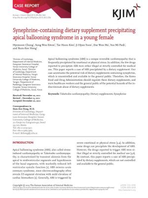 Synephrine-Containing Dietary Supplement Precipitating Apical Ballooning Syndrome in a Young Female