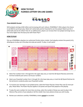 How to Play Florida Lottery On-Line Games