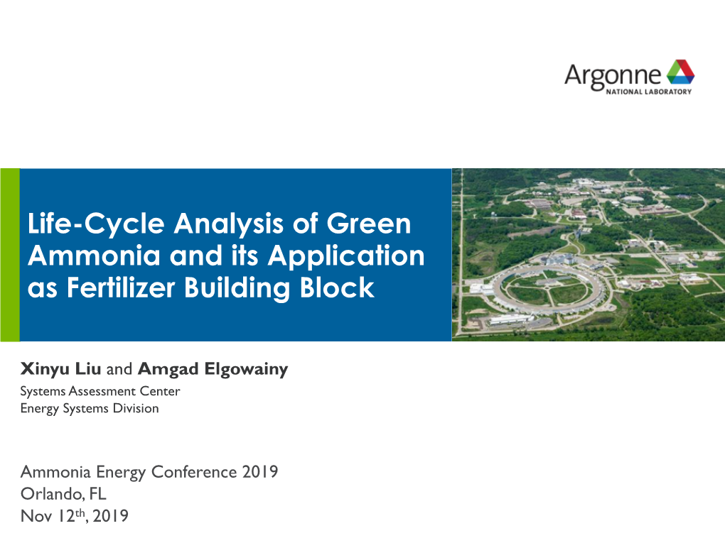 Life-Cycle Analysis of Green Ammonia and Its Application As Fertilizer Building Block