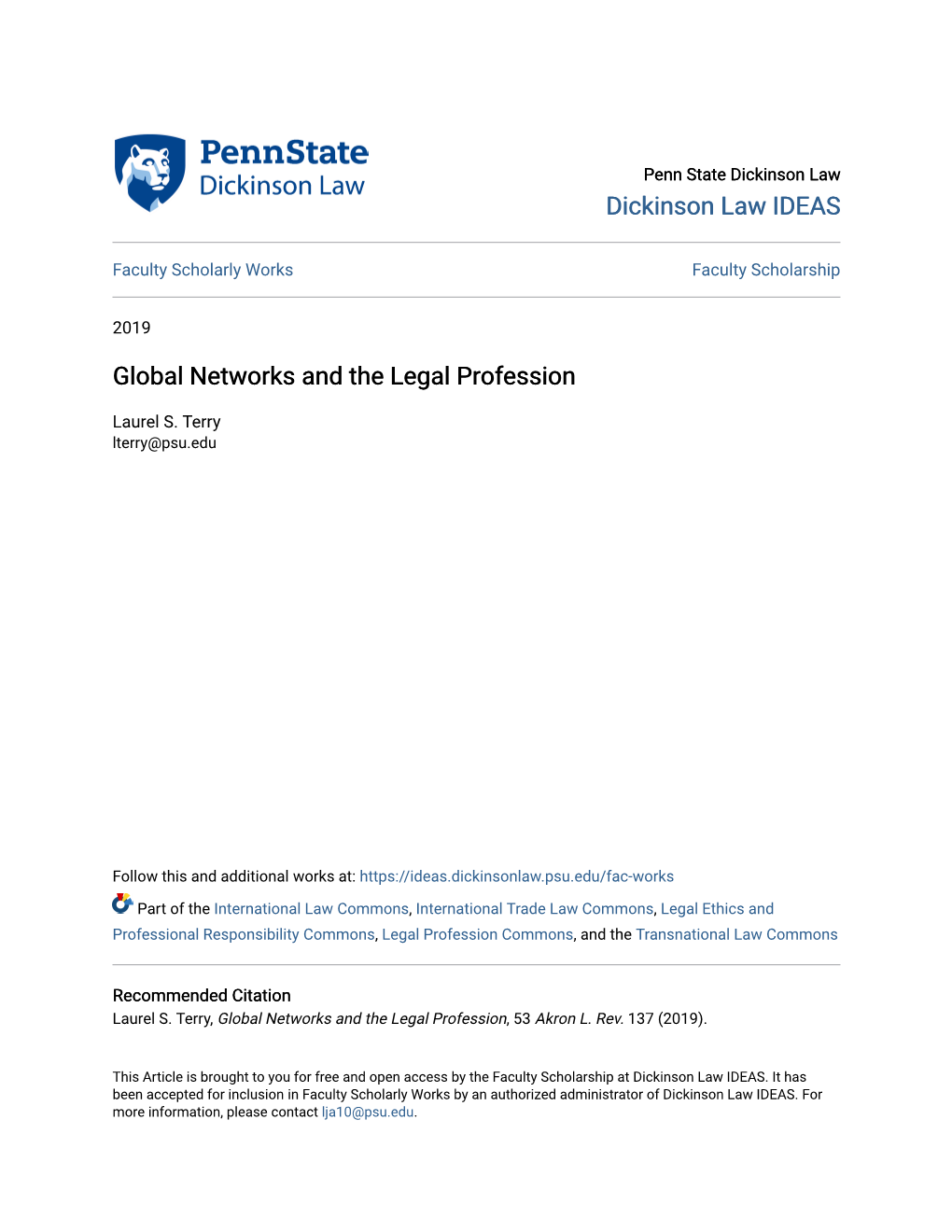 Global Networks and the Legal Profession