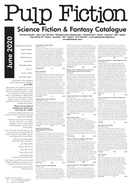 Science Fiction & Fantasy Catalogue Ju N E 20 20