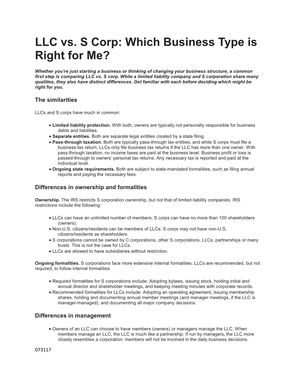 LLC Vs. S Corp: Which Business Type Is Right for Me?