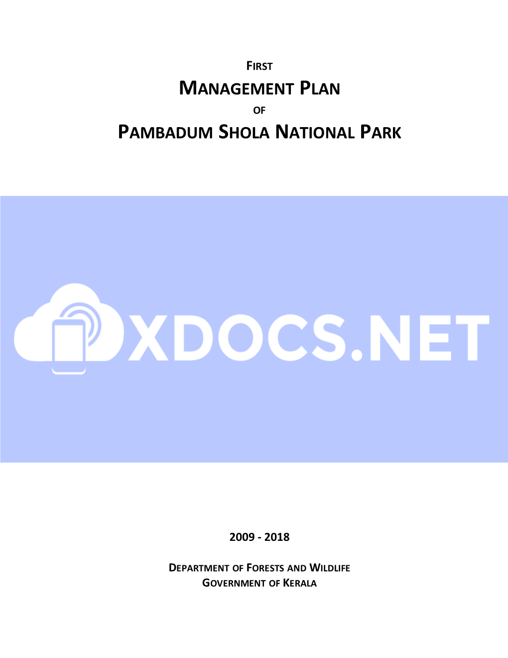 Management Plan Pambadum Shola National Park