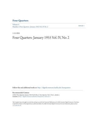 Four Quarters Volume 4 Article 1 Number 2 Four Quarters: January 1955 Vol