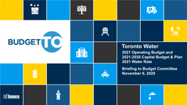Toronto Water Budget Briefing Presentation