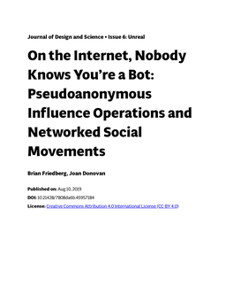 Pseudoanonymous Influence Operations and Networked Social