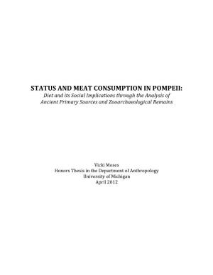 STATUS and MEAT CONSUMPTION in POMPEII: Diet and Its Social Implications Through the Analysis of Ancient Primary Sources and Zooarchaeological Remains