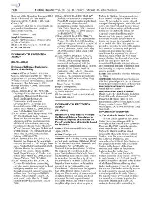 Federal Register/Vol. 68, No. 31/Friday, February 14, 2003/Notices