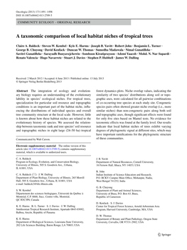 A Taxonomic Comparison of Local Habitat Niches of Tropical Trees