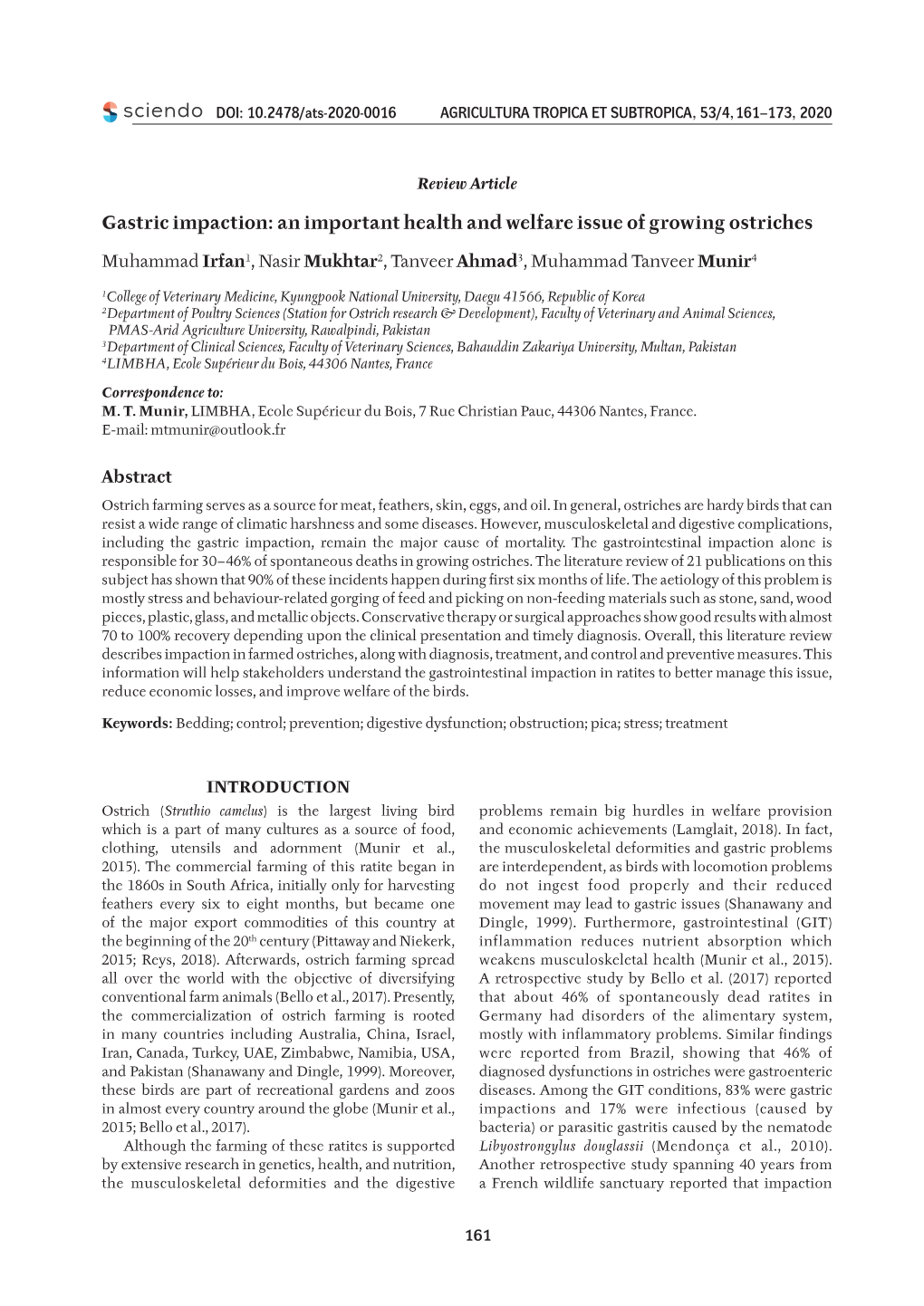 An Important Health and Welfare Issue of Growing Ostriches