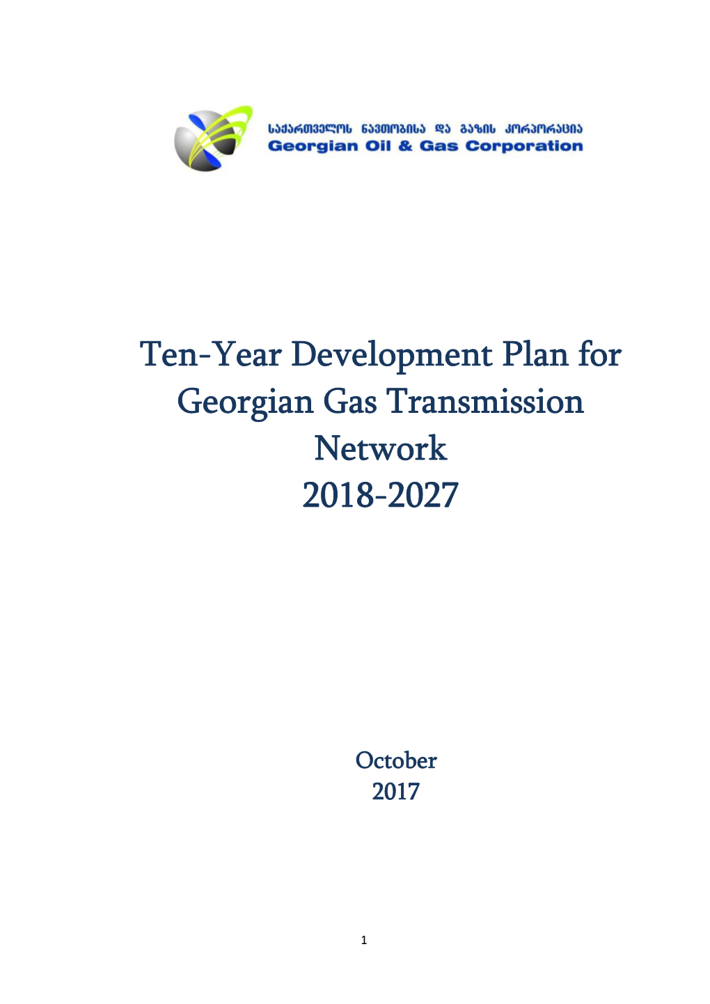 Ten-Year Development Plan for Georgian Gas Transmission Network 2018-2027