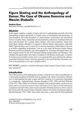 Figure Skating and the Anthropology of Dance: the Case of Oksana Domnina and Maxim Shabalin