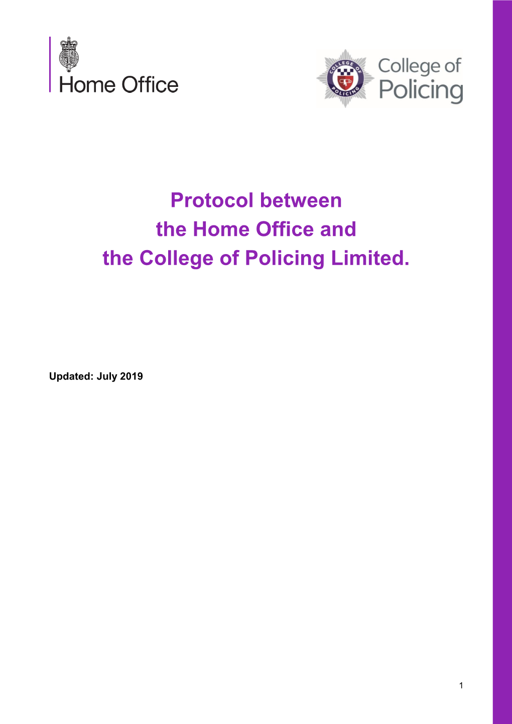 Protocol Between the Home Office and the College of Policing Limited