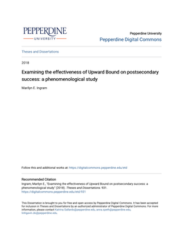 Examining the Effectiveness of Upward Bound on Postsecondary Success: a Phenomenological Study
