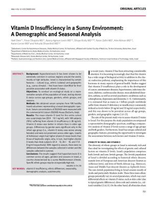 Vitamin D Insufficiency in a Sunny Environment: a Demographic And