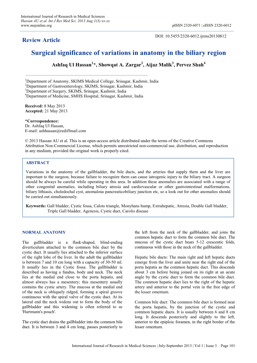 Surgical Significance of Variations in Anatomy in the Biliary Region