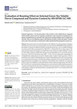 Evaluation of Roasting Effect on Selected Green Tea Volatile Flavor Compound and Pyrazine Content by HS-SPME GC-MS