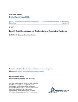 Fourth SIAM Conference on Applications of Dynamical Systems