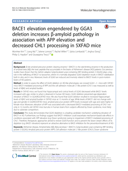 BACE1 Elevation Engendered by GGA3 Deletion Increases Β-Amyloid