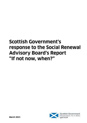 Scottish Government's Response to the Social Renewal Advisory Board's