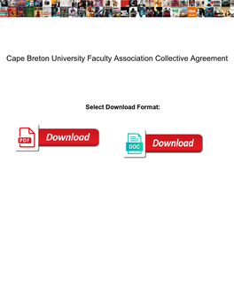 Cape Breton University Faculty Association Collective Agreement