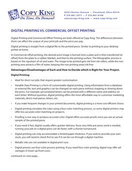 Digital Printing Vs. Commercial Offset Printing