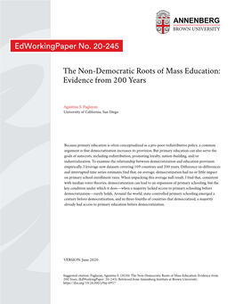 The Non-Democratic Roots of Mass Education: Evidence from 200 Years