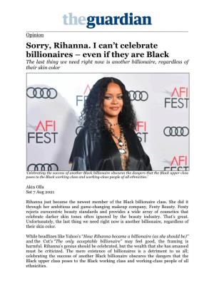 Sorry, Rihanna. I Can't Celebrate Billionaires
