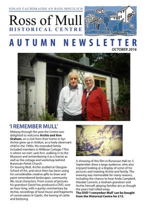 Autumn 2016 Newsletter