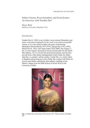 Indian Cinema, Postcolonialism, and Social Justice: an Interview with Nandita Das1