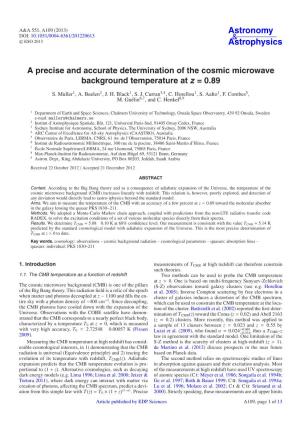 A Precise and Accurate Determination of the Cosmic Microwave Background Temperature at Z =0.89