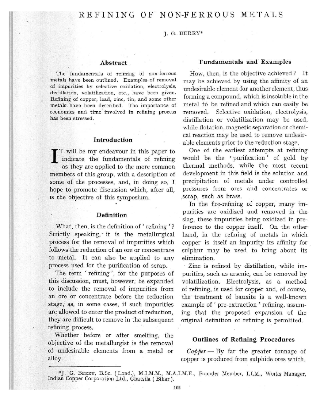 Refining of Non-Ferrous Metals