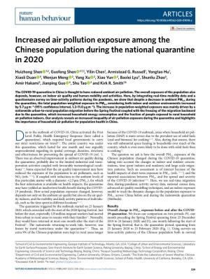 Increased Air Pollution Exposure Among the Chinese Population During the National Quarantine in 2020